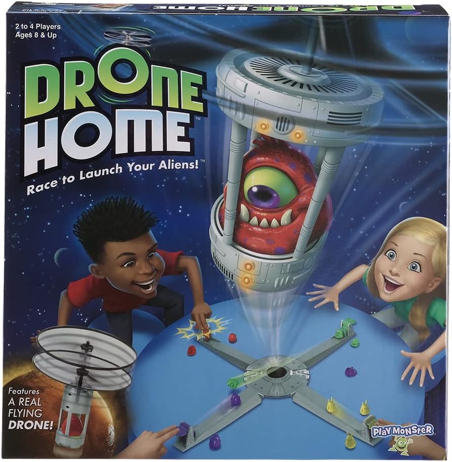 PlayMonster Drone Home -- First Ever Game with a Real, Flying Drone -- Great, Family Fun! -- for 2-4 Players -- Ages 8+