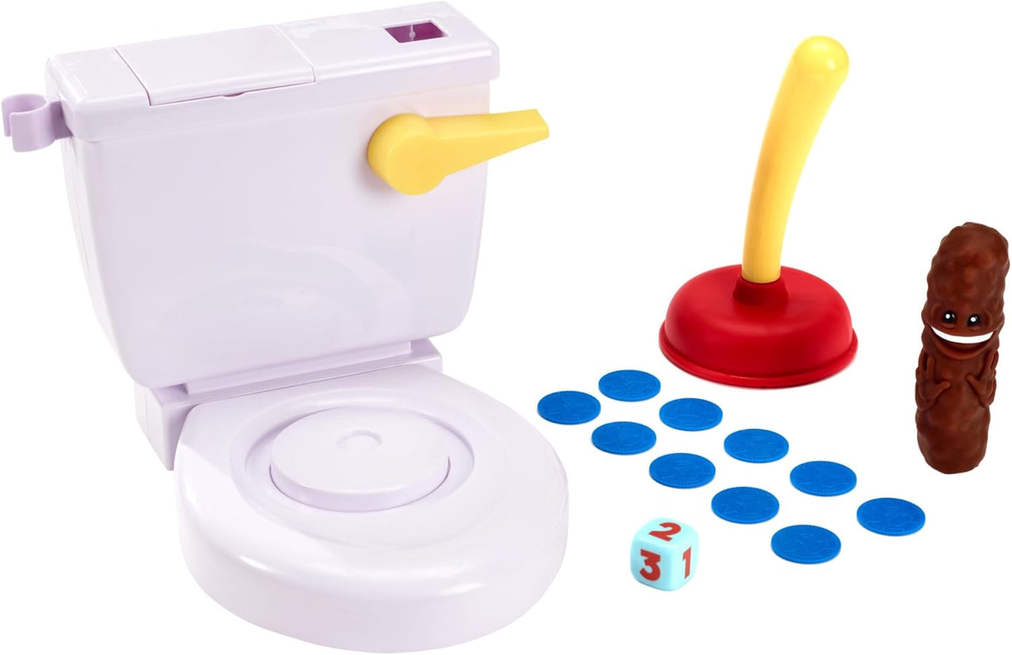 Mattel Games Flushin´Frenzy, Kids game, 2 to 4 players, age 5 and older, be the first to grab the "poop", FWW30