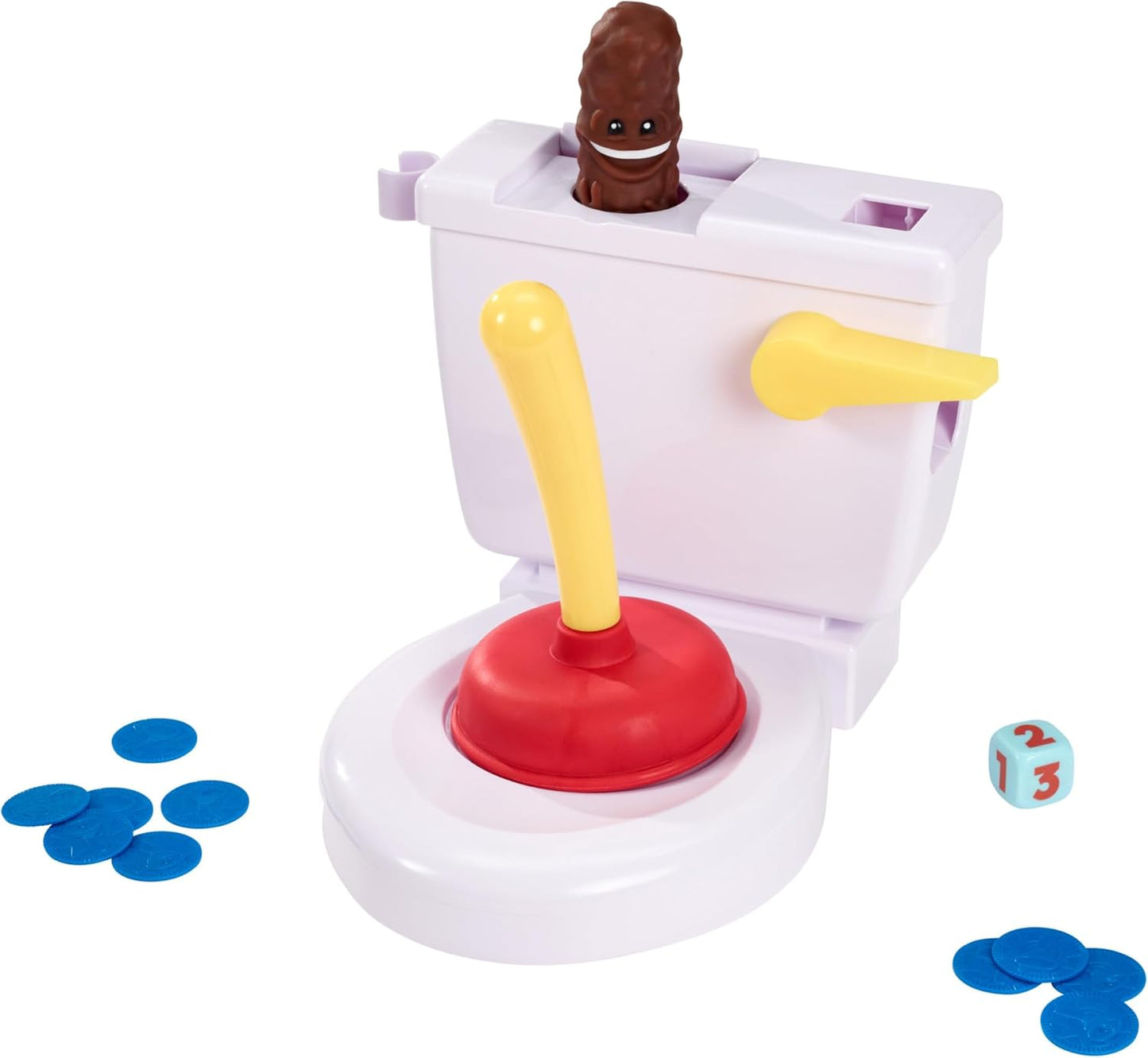 Mattel Games Flushin´Frenzy, Kids game, 2 to 4 players, age 5 and older, be the first to grab the "poop", FWW30