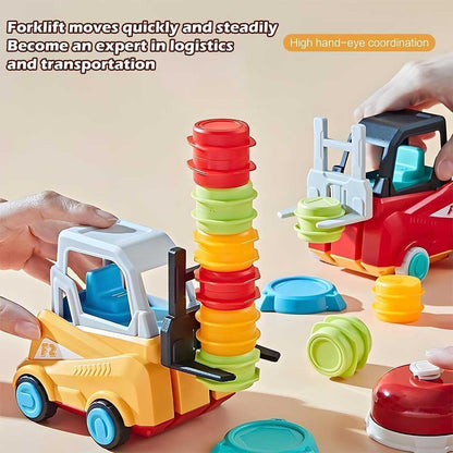 SOOFAM Forklift Truck Toys,2-Player Stack & Matching Skill Forklift Transport Toys,Engineer Forklift Transport Game,Crazy Forklift Training Transport Game