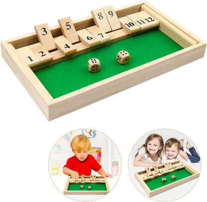 Kitchnexus Deluxe 2-Player Shut The Box Dice Game Wooden Table Game Classic Dice Game Board Toy (Green)