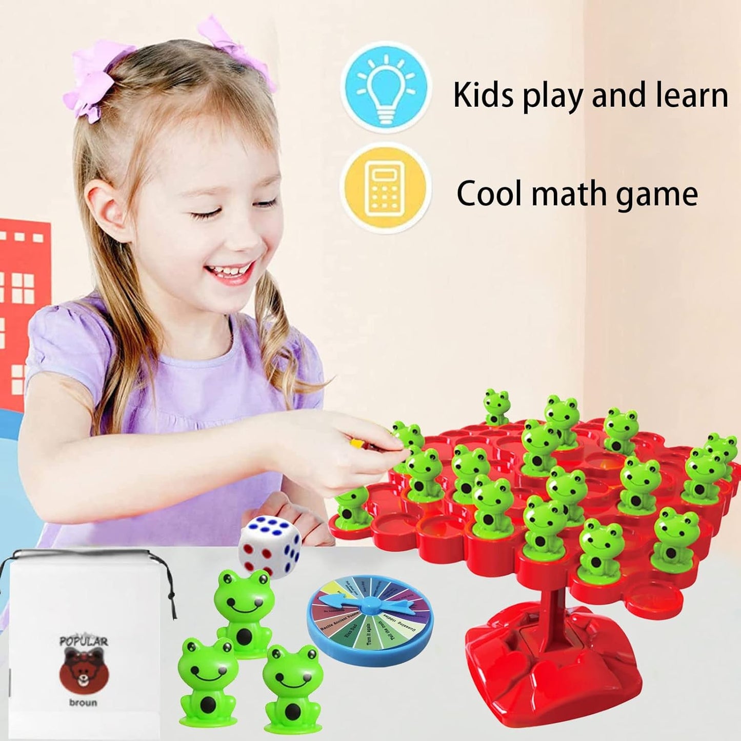 JOKILY Frog Balance Math Game, Frog Balance Counting Toy, Maths Scales Montessori Toy, Two Player Frog Balance Board Game, Libra for Children, Math Game for Children, Gift Age 3+