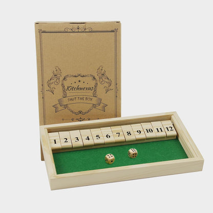 Kitchnexus Deluxe 2-Player Shut The Box Dice Game Wooden Table Game Classic Dice Game Board Toy (Green)