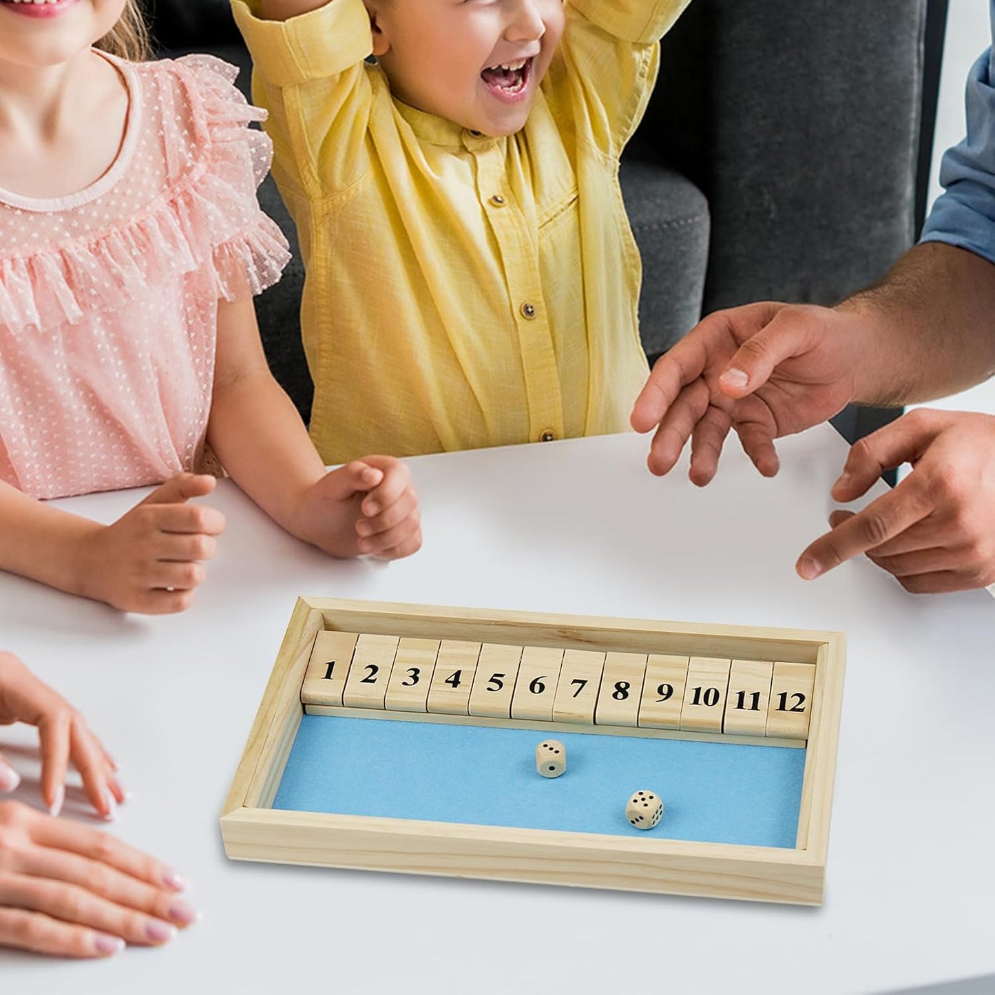 Kitchnexus Deluxe 2-Player Shut The Box Dice Game Wooden Table Game Classic Dice Game Board Toy (Green)