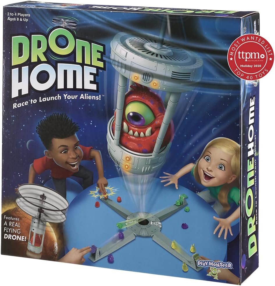 PlayMonster Drone Home -- First Ever Game with a Real, Flying Drone -- Great, Family Fun! -- for 2-4 Players -- Ages 8+