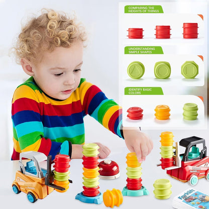 SOOFAM Forklift Truck Toys,2-Player Stack & Matching Skill Forklift Transport Toys,Engineer Forklift Transport Game,Crazy Forklift Training Transport Game