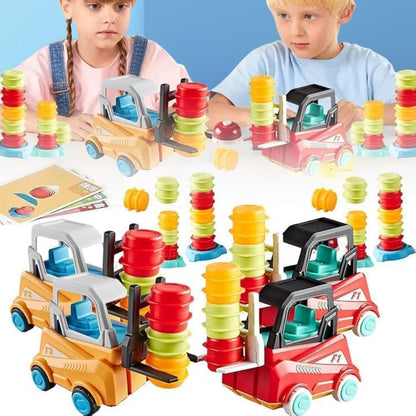 SOOFAM Forklift Truck Toys,2-Player Stack & Matching Skill Forklift Transport Toys,Engineer Forklift Transport Game,Crazy Forklift Training Transport Game