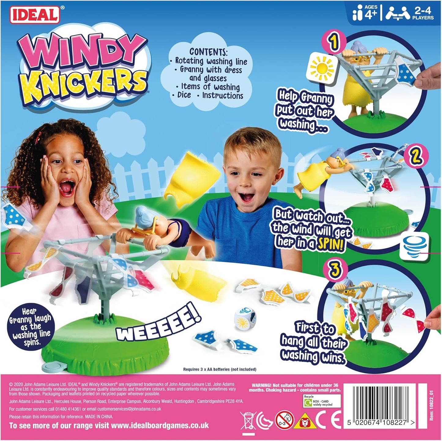 IDEAL | Windy Knickers: The silly spinning, granny giggling, windy washing game!| Kids Games | For 2-4 Players | Ages 4+